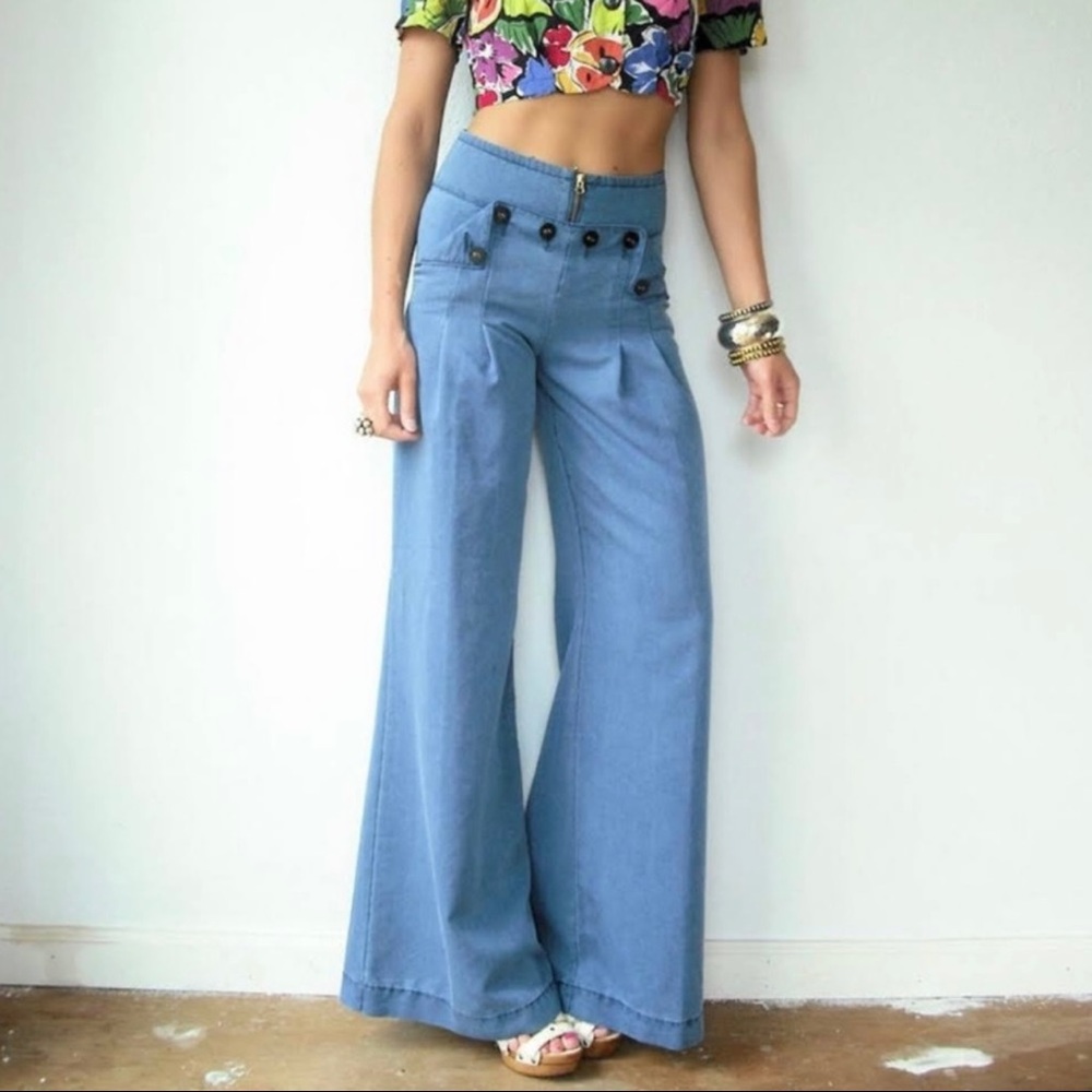 Anthropologie Elevenses Sailor Pants Wide Leg High Waisted Hi Rise Pants 4